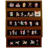 5 Hand-Painted Lantern Slides 7,5 x 29 cm, c. 1800