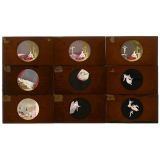 9 Dissolving Magic Lantern Slides 4 x 7 in. from England, c. 189