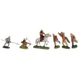 5 Indians and 1 Knight by Elastolin, c. 1930