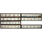 7 Hand-Painted Panoramic Lantern Slides 3 ½ x 19 in., c. 1760