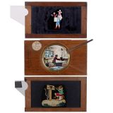 3 Mechanical Magic Lantern Slides of Monkeys