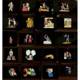 20 Single Comic Slipping Slides, c. 1880