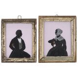2 Original Profile Portrait Paintings, c. 1820-40