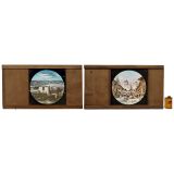 2 Large Magic Lantern Slides 11 3/4 x 6 1/2 in., c. 1880