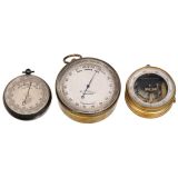 3 Cased Pocket Barometers