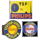 3 Philips Enamel Advertising Signs, c. 1940
