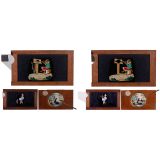 3 Mechanical Magic Lantern Slides of Monkeys