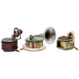 3 Toy Gramophones, c. 1925