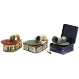 3 Toy Gramophones, c. 1930-50