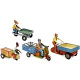 4 Tricycles with Riders, 1950s