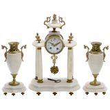 French Marble Portico Clock Garniture, c. 1890