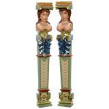 2 Figural Carved Carousel or Organ Caryatids, c. 1975