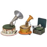 3 Bing Toy Gramophones, c. 1930