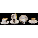 5 Photographic Porcelain Cups with Similar Decoration, c. 1880-9