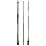 3 English Stick Barometers, 19th Century
