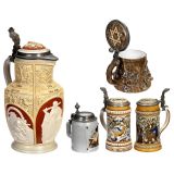 5 Mettlach Beer and Wine Steins