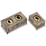 2 Thorens Silver Musical Boxes, c. 1955