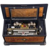 Unusual Cylinder Musical Box with Bells and 'Garden', c. 1885
