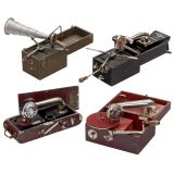 4 Miniature Portable Gramophones