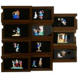 22 Early Magic Lantern Slipping Slides, c. 1860