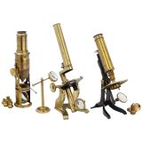 3 English Brass Compound Microscopes