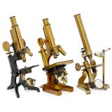 3 English Brass Microscopes