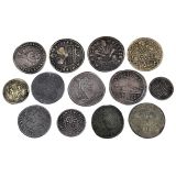 13 Embossed Copper Counter Tokens, c. 1650