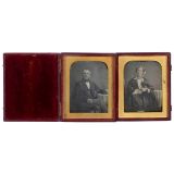 2 Daguerreotypes of a Respectable Married Couple in Two Identica