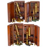 4 French Brass Microscopes