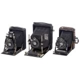 Collection of Self-Extending Folding Cameras, c. 1900