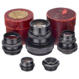 5 Leitz Milar Magnifying Lenses, Early Models