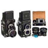 Minolta Autocord and Yashica 635 with Accessories